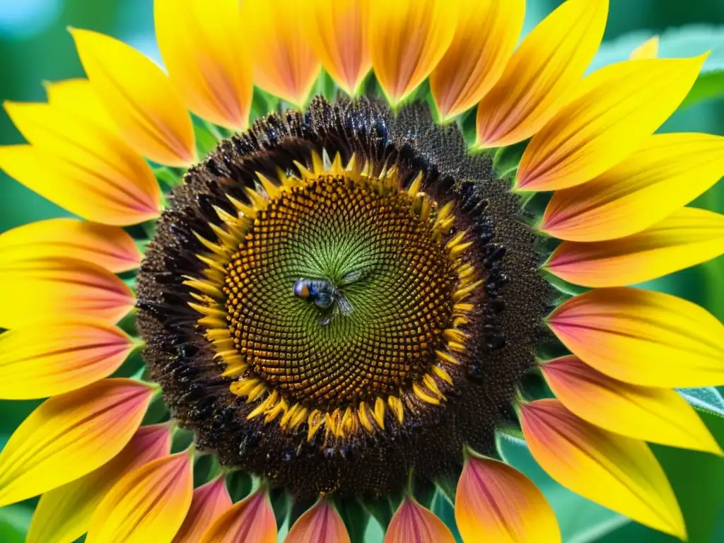 Una abeja recolectando néctar en un vibrante girasol, ilustrando la delicada armonía de la naturaleza