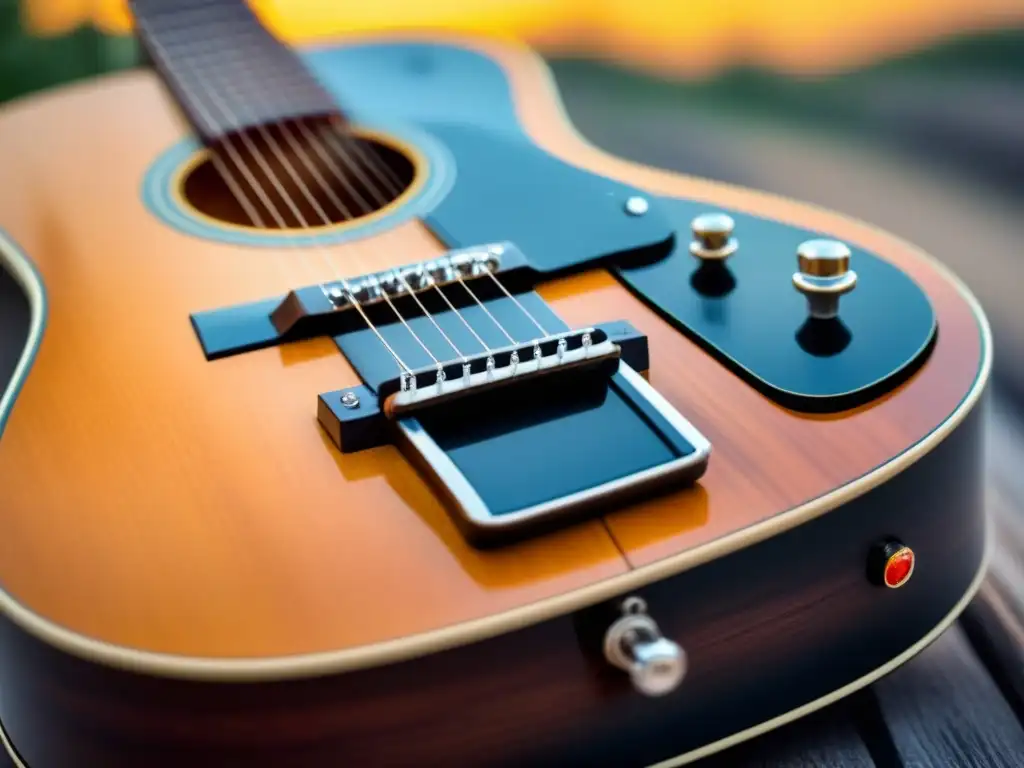 Guitarra acústica eco-friendly reciclada con detalles únicos de madera y metal