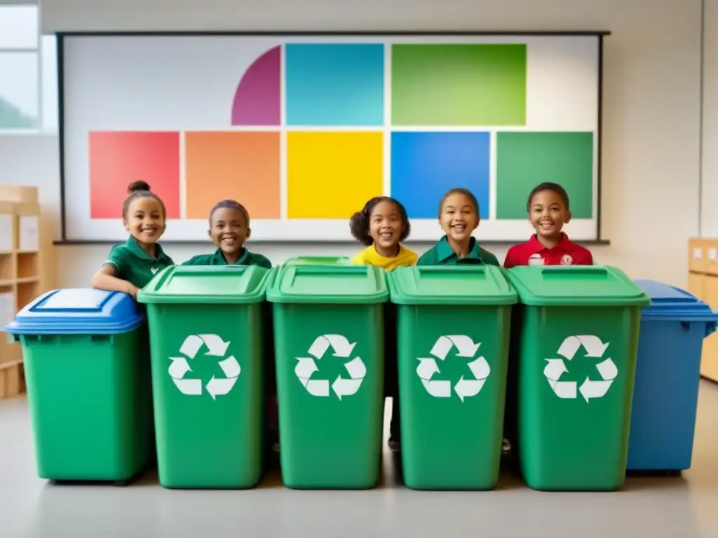 Alegre programa educativo de reciclaje para niños en un aula colorida y acogedora