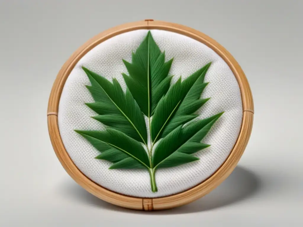 Un algodón reutilizable de bambú con diseño de hoja, sostenible y minimalista