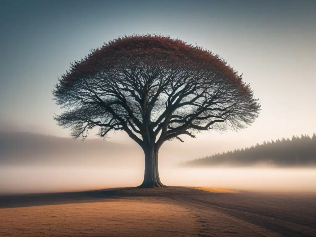 Un árbol solitario destaca en un paisaje árido, resaltando la belleza de la naturaleza