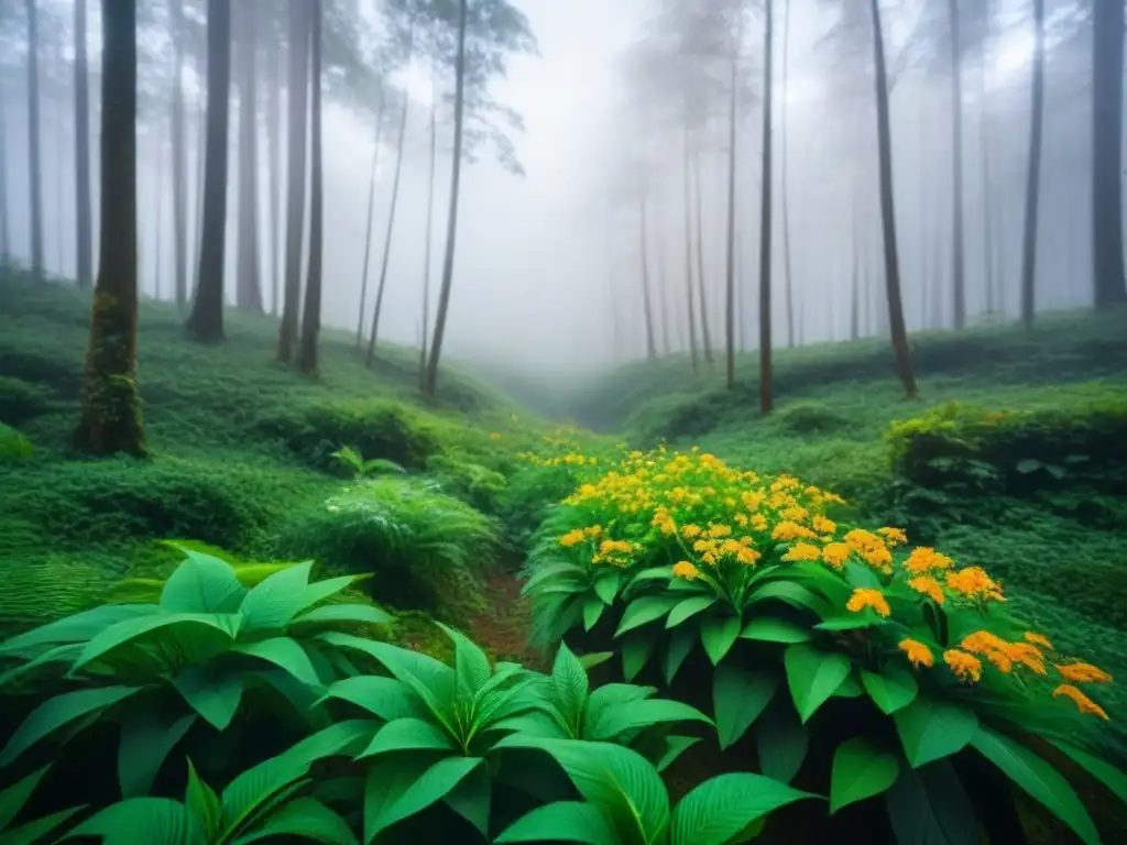 Armonía en ecosistema Zero Waste, biodiversidad en bosque verde con flora y fauna variada