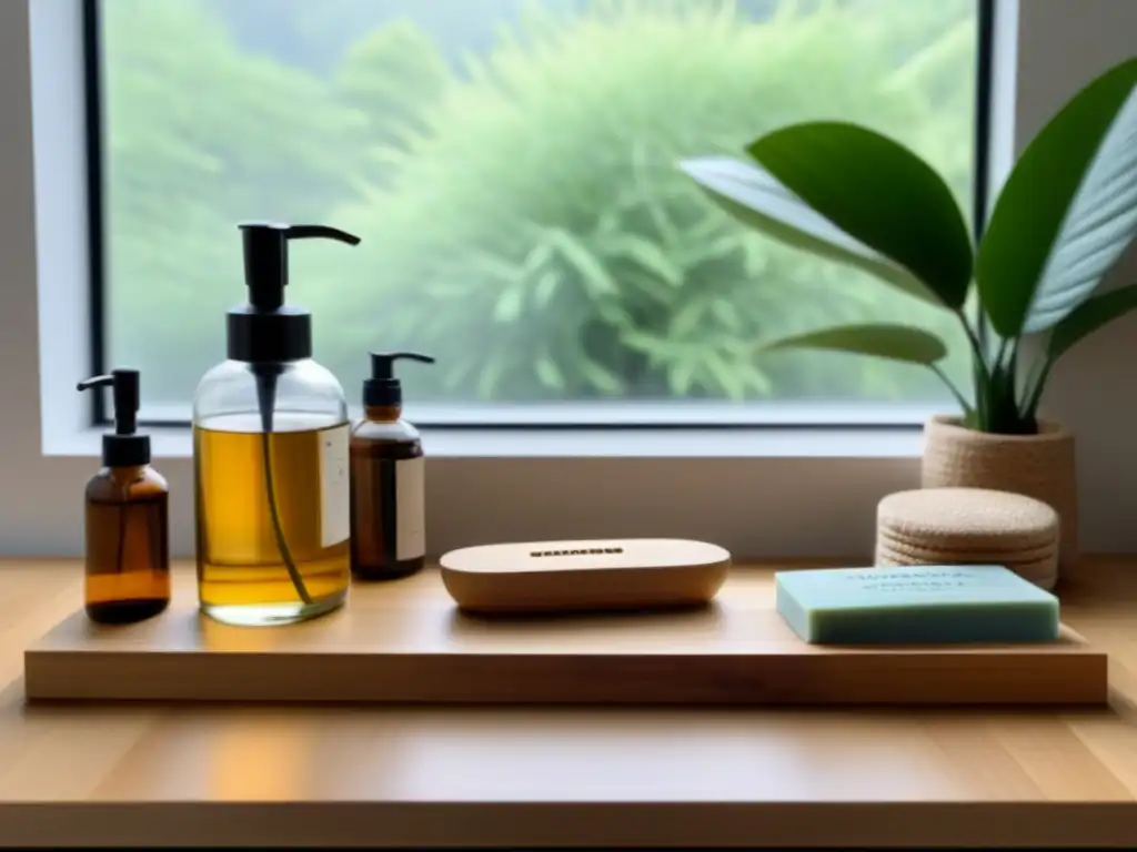 Armonioso baño Zero Waste con productos eco amigables, transmitiendo beneficios del Zero Waste en salud