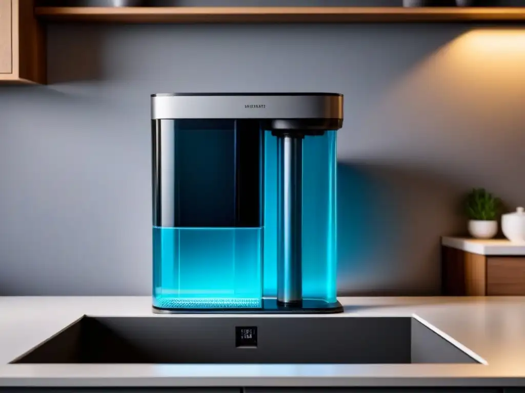 Revolutionary Water Filtration System: Elegancia y Eficiencia en tu Cocina Avanzado sistema de filtración de agua sostenible integrado bajo fregadero, con diseño minimalista y tecnología innovadora