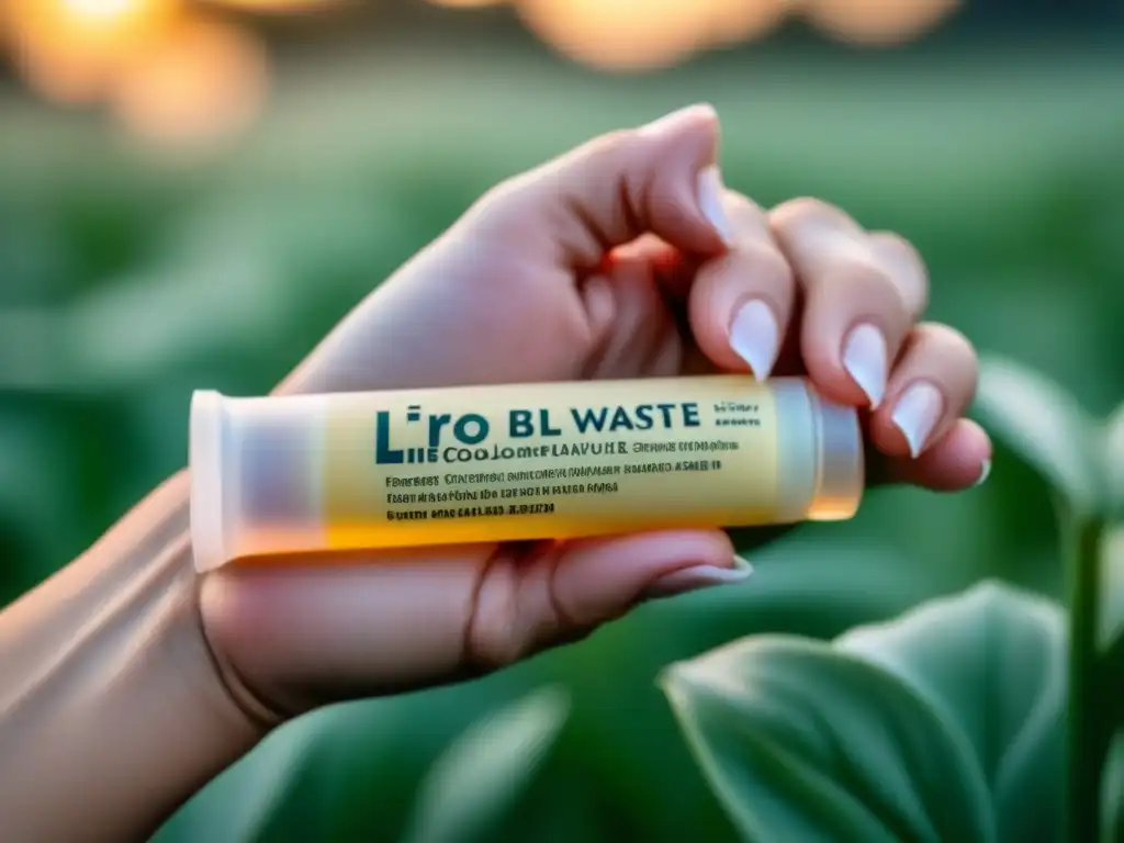 Un bálsamo labial zero waste sostenible en un envase elegante y minimalista