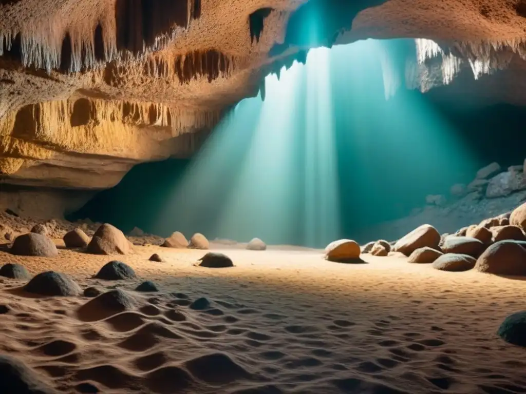 Explora la belleza natural de una cueva subterránea iluminada por la luz natural