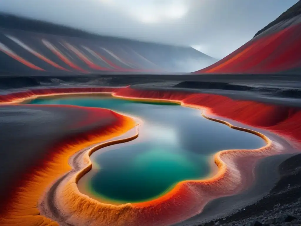 Descubre la belleza oculta y el poder de la geotermia renovable en un paisaje subterráneo de rocas calientes y cámaras de magma