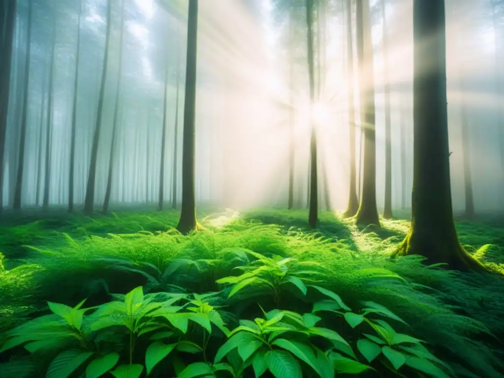 La belleza y tranquilidad de la naturaleza en un bosque verde, simbolizando los beneficios de los bonos verdes sostenibles