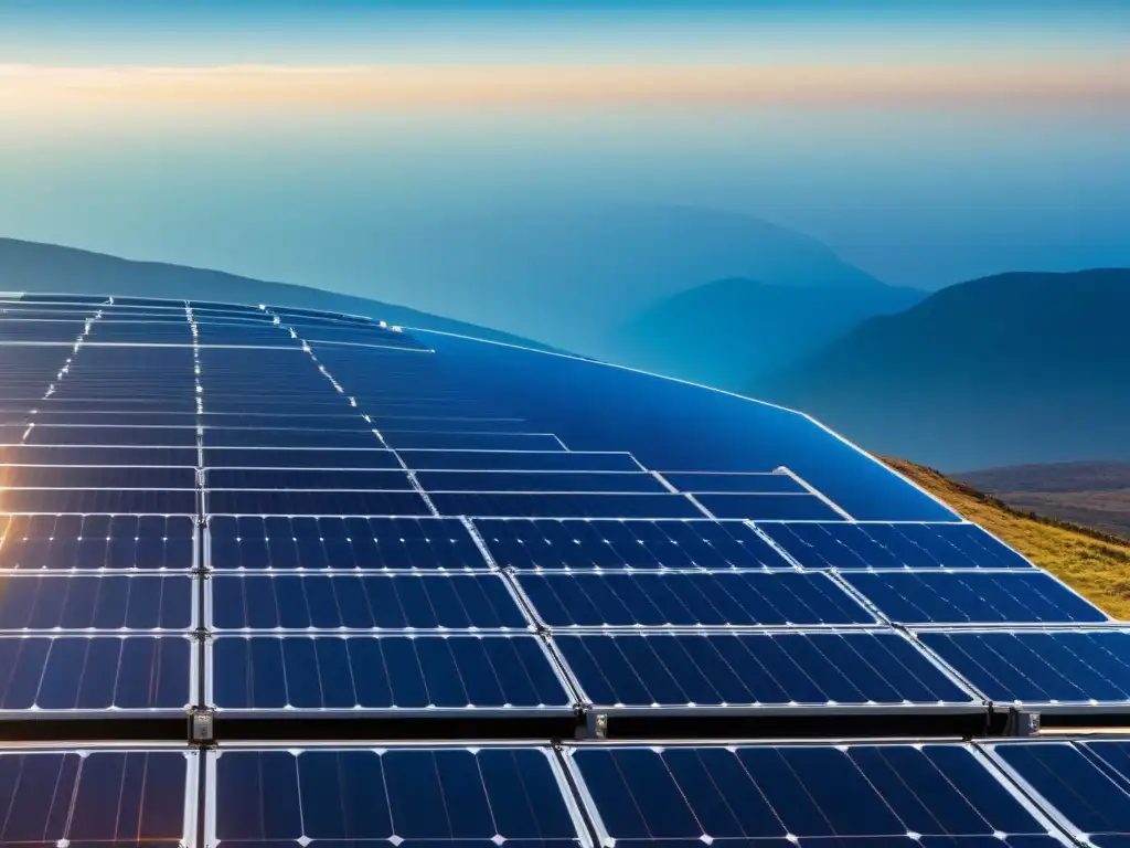 Beneficios de la energía solar para el desarrollo sostenible: un panel solar futurista en un cielo azul brillante