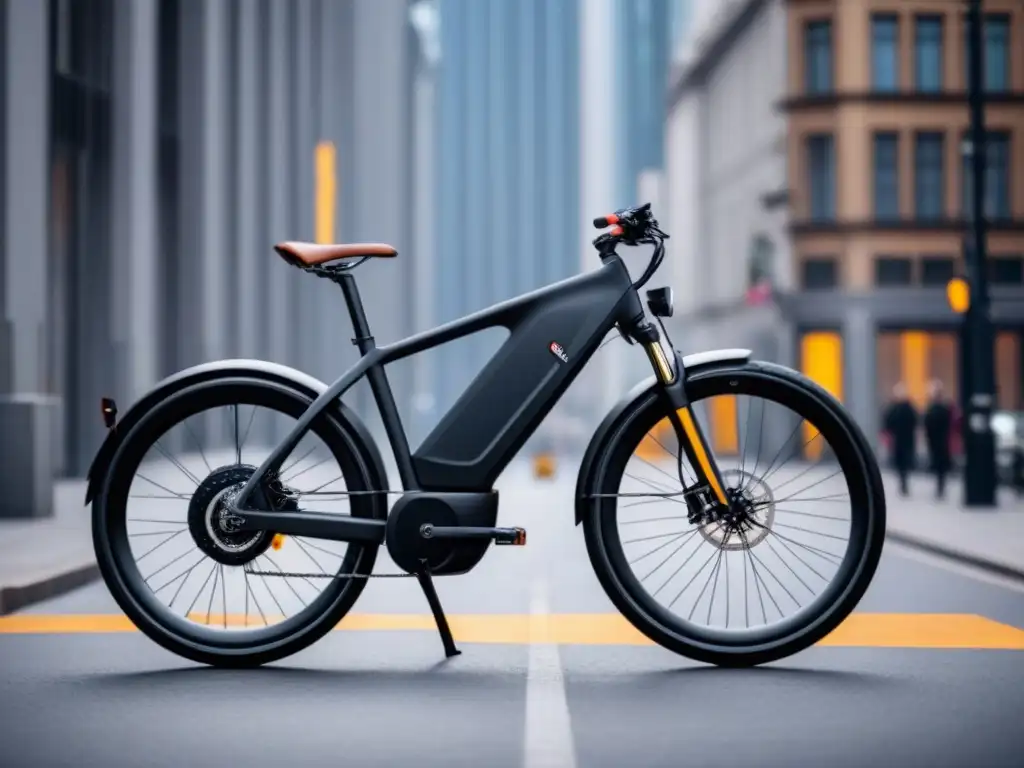 Una bicicleta eléctrica moderna con accesorios personalizados en un entorno urbano limpio