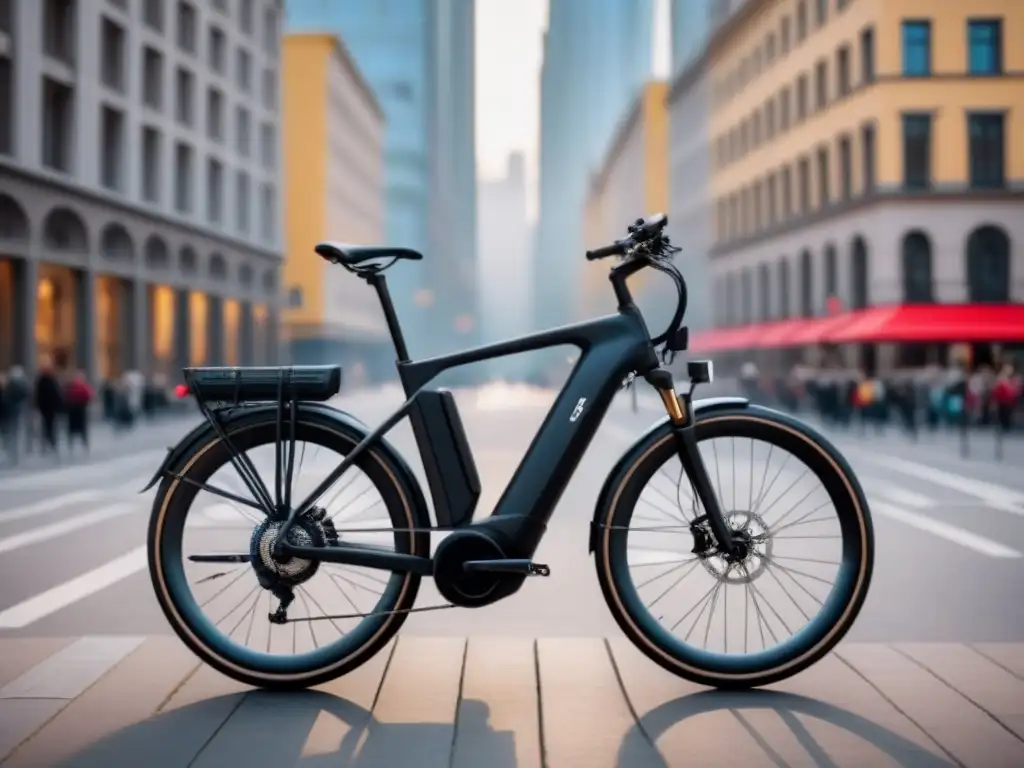 Una bicicleta eléctrica moderna en una plaza urbana