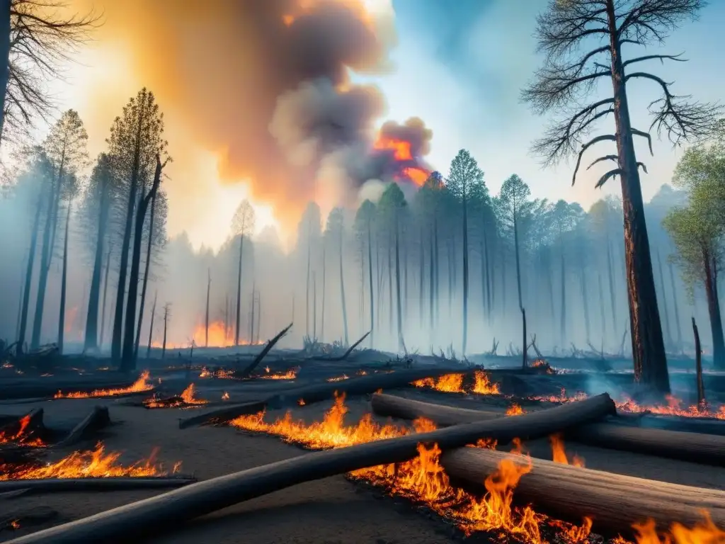 Bosque devastado por incendio, urgencia de Prevención de incendios forestales sostenibles