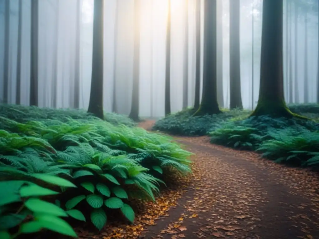 Un bosque exuberante bañado por la luz del sol, resaltando la belleza de la naturaleza para videoblogs ecológicos en YouTube