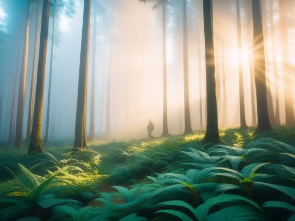 Un bosque exuberante bañado por la luz dorada, transmitiendo paz y armonía