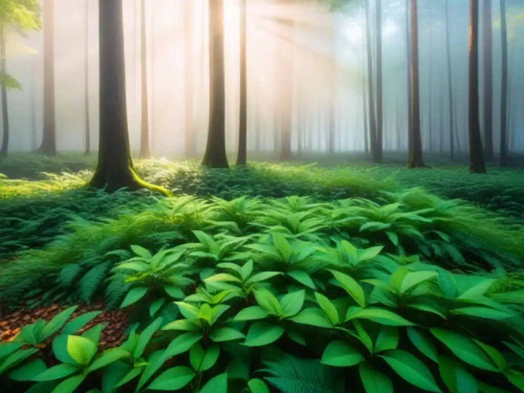 Un bosque exuberante bañado por la luz del sol, invita al voluntariado ambiental sostenible y educativo