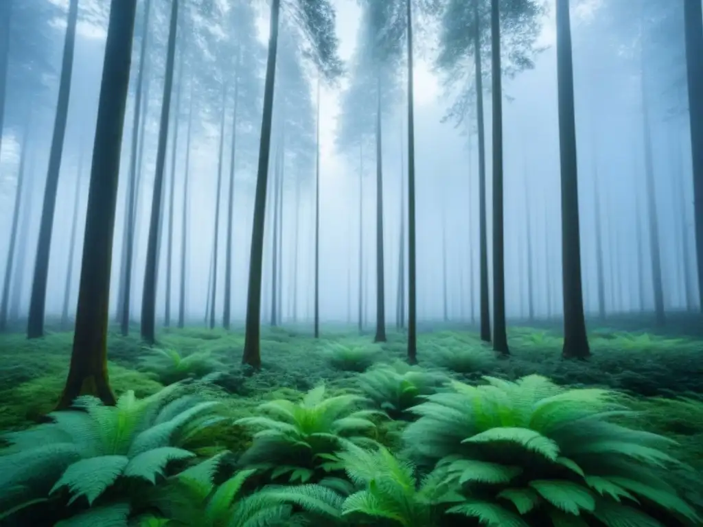Un bosque exuberante bajo un cielo azul claro, reflejando la belleza y tranquilidad de la naturaleza