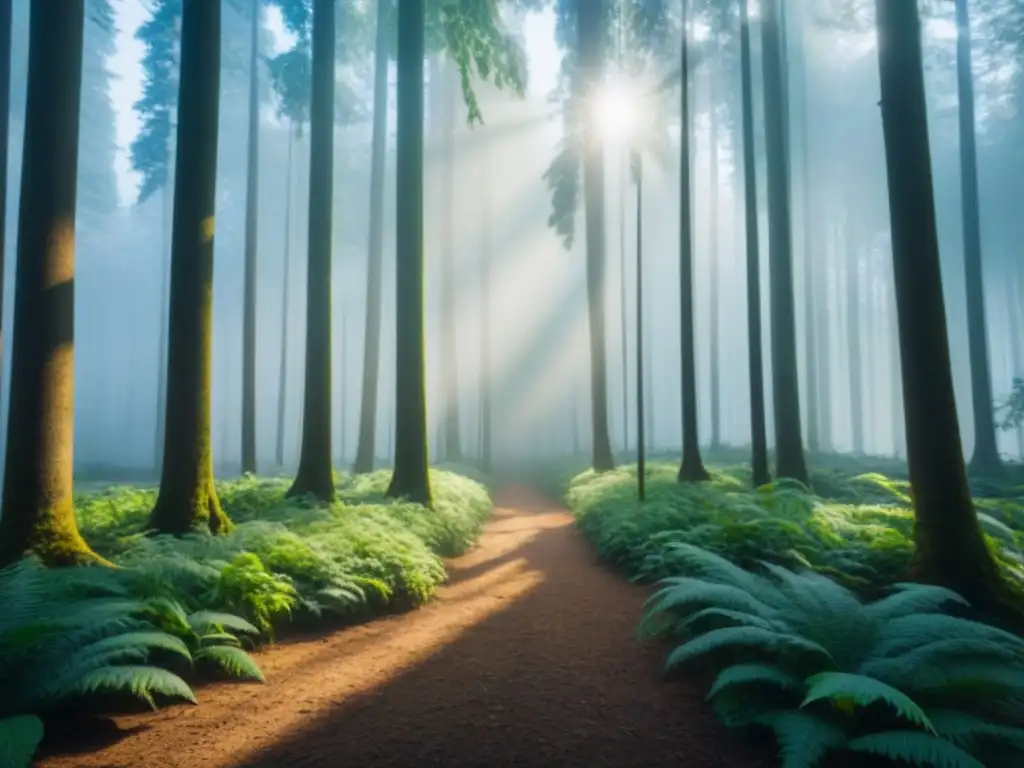 Un bosque exuberante y detallado, con árboles, plantas y vida silvestre