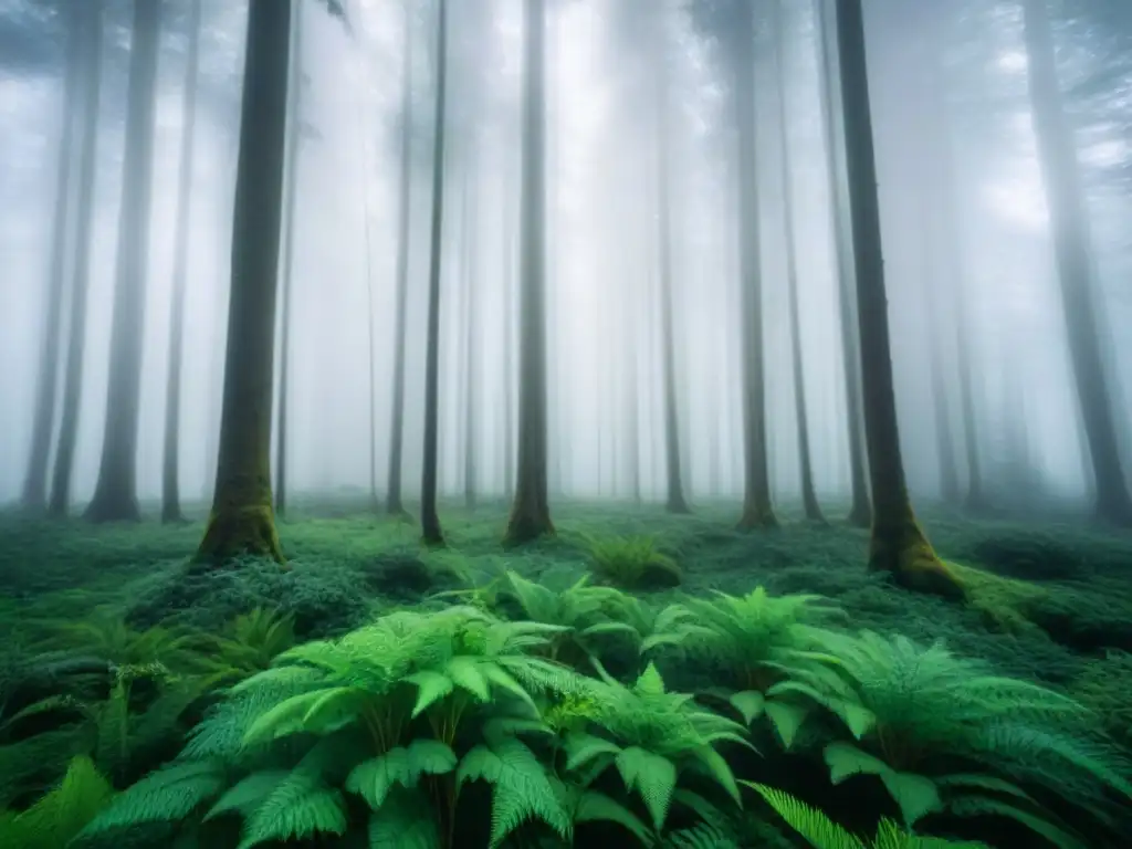 Un bosque exuberante y detallado, muestra la belleza de la naturaleza y la importancia de 'Acciones cotidianas para reducir huella'