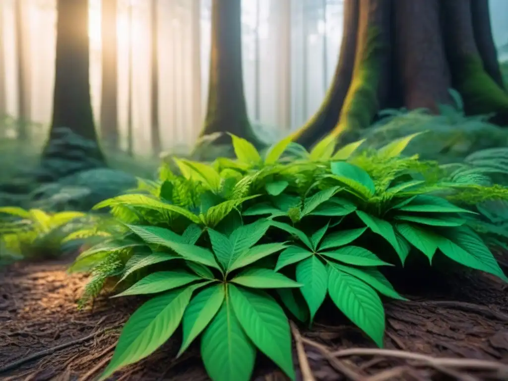 Un bosque exuberante y detallado, lleno de vida y color