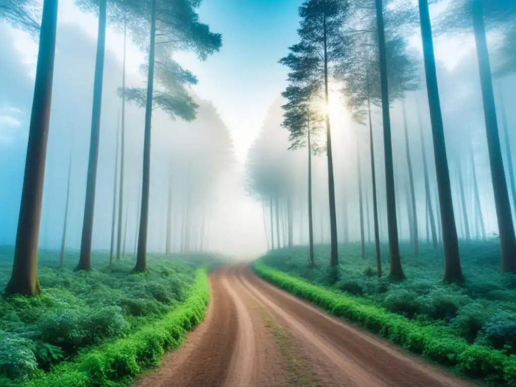 Un bosque exuberante con diversa vida silvestre bajo un cielo azul claro