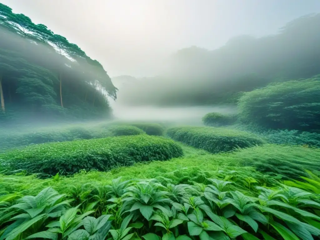 Un bosque exuberante con diversa vida silvestre, resaltando la interconexión y equilibrio de la biodiversidad en ecosistemas naturales