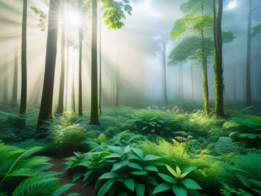 Un bosque exuberante y diverso, reflejando la importancia de la biodiversidad local para crear conciencia