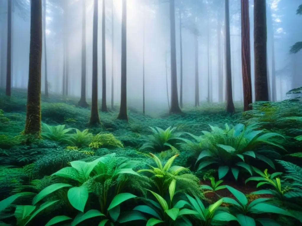 Un bosque exuberante y diverso resalta la biodiversidad, tejiendo vida en una armoniosa red natural