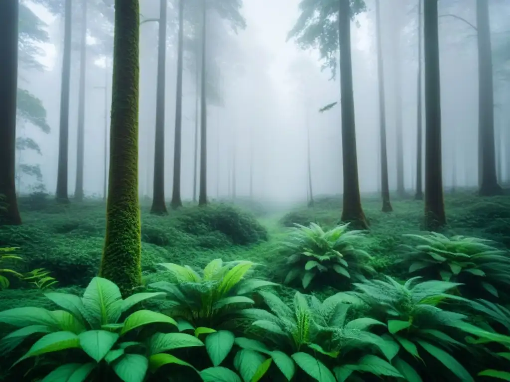 Un bosque exuberante con fauna diversa en equilibrio, resaltando la importancia de los corredores biológicos para estilo sostenible