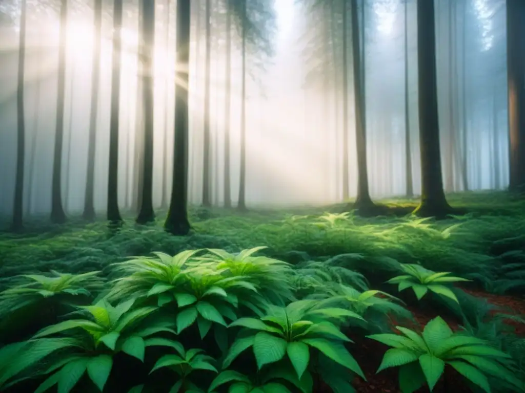 Un bosque exuberante iluminado por el sol, reflejando la belleza y tranquilidad de la naturaleza