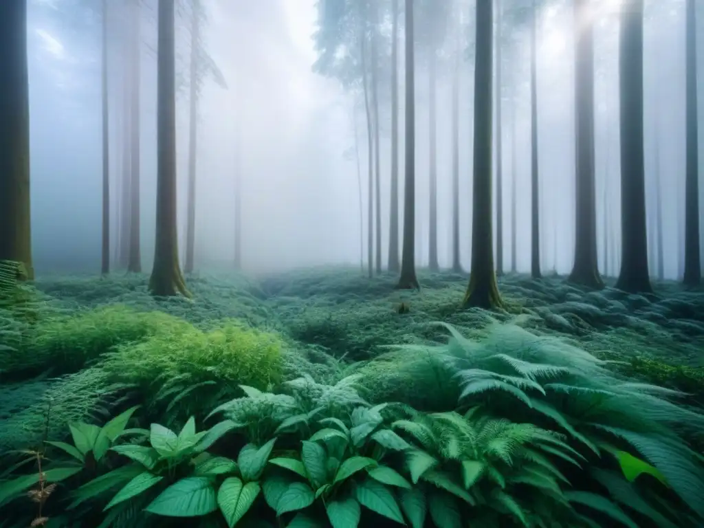 Un bosque exuberante con biodiversidad, reflejando la importancia de la economía circular y la conservación de la biodiversidad