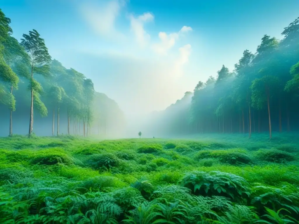 Un bosque exuberante lleno de vida, resaltando la armonía de la naturaleza