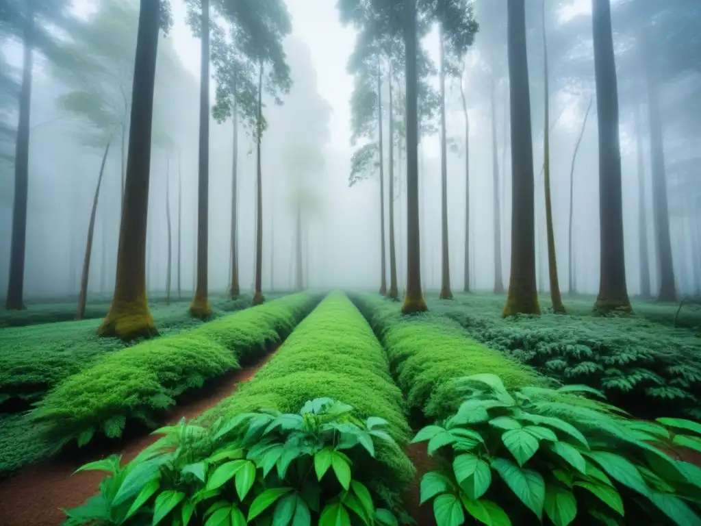 Un bosque exuberante lleno de vida y detalles, transmitiendo armonía y equilibrio en la naturaleza