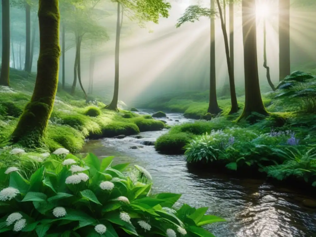 Un bosque exuberante donde la naturaleza florece en armonía, ideal para corredores biológicos empresas sostenibles