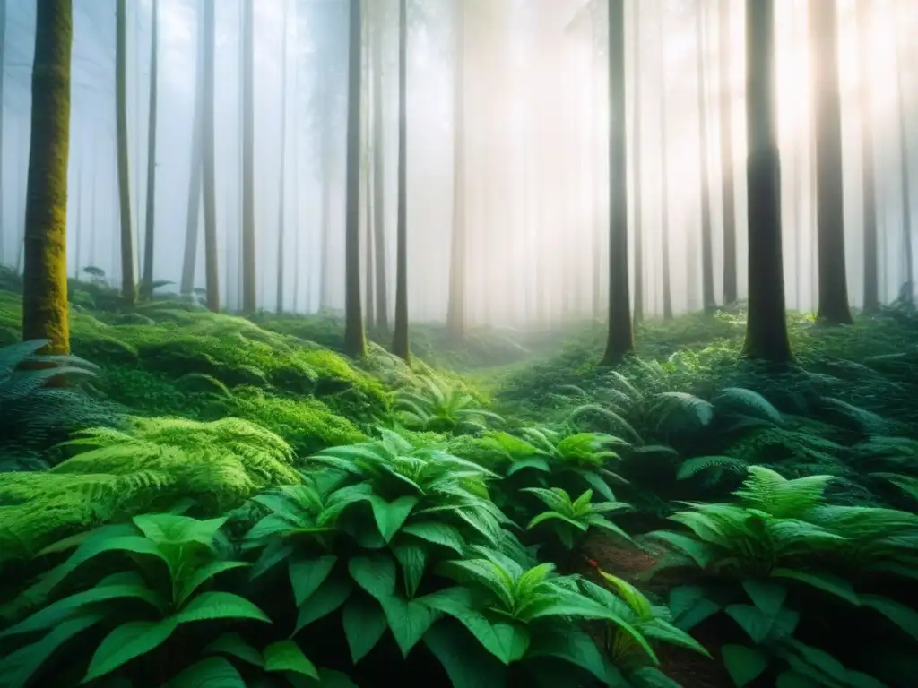 Un bosque exuberante en países líderes en sostenibilidad, muestra la belleza y importancia de la naturaleza en iniciativas sostenibles