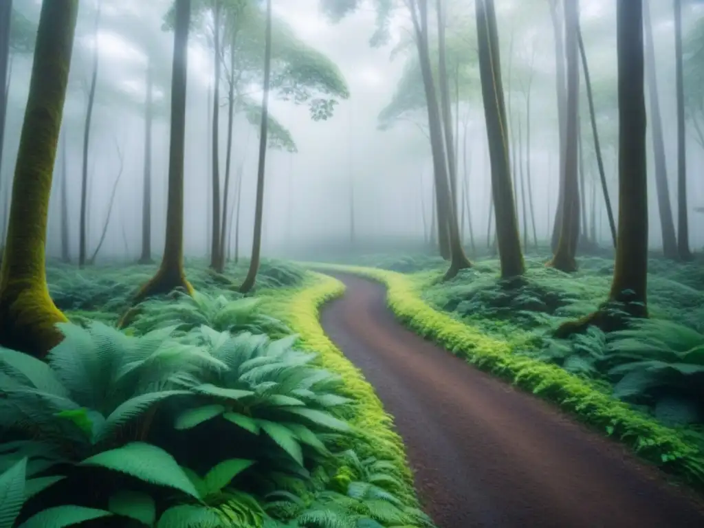 Un bosque exuberante con un río serpenteante