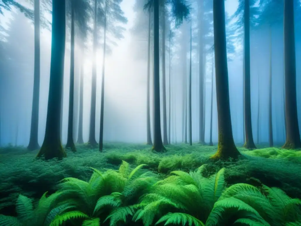 Bosque exuberante y saludable bajo cielo azul, símbolo de soluciones contra la deforestación y cambio climático