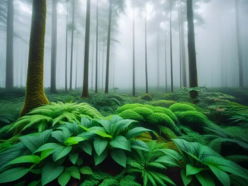 Un bosque exuberante y vibrante, reflejando la belleza de los ecosistemas vegetales