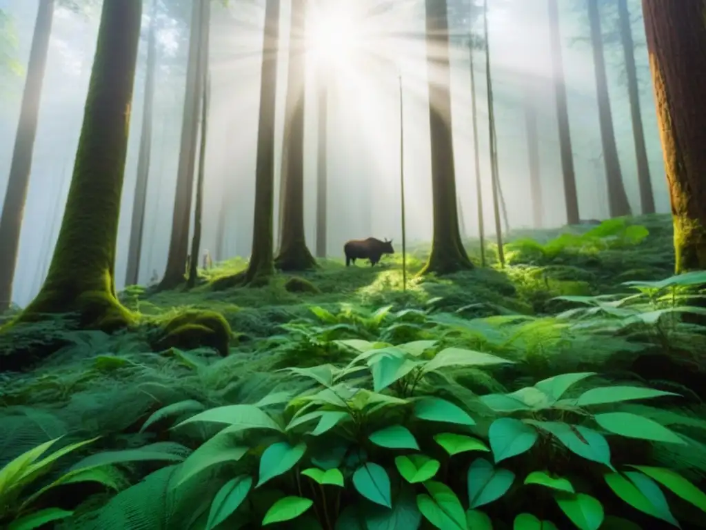 Un bosque exuberante y vibrante, hogar de una diversidad de flora y fauna, mostrando la riqueza de la naturaleza