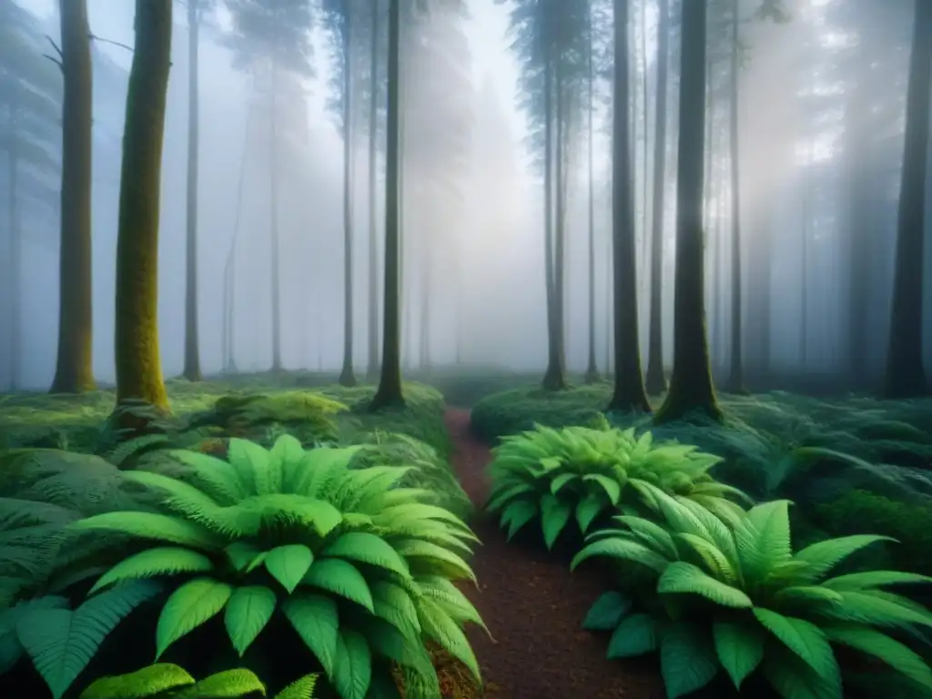 Un bosque exuberante y vibrante, reflejo de la belleza y abundancia de la naturaleza en un ecosistema sostenible