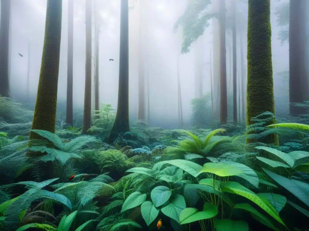 Un bosque exuberante y vibrante, reflejo de la interconexión de un ecosistema diverso