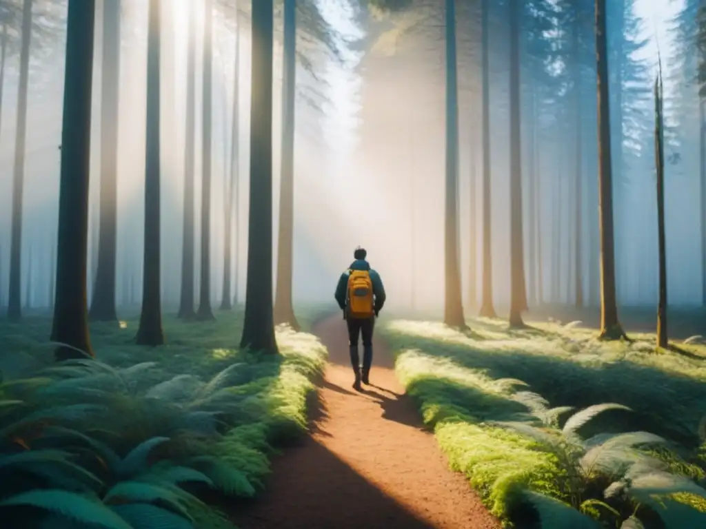 Bosque dorado: belleza y conservación en la naturaleza Un bosque majestuoso bañado en luz dorada destaca la importancia de la conservación y sostenibilidad de la naturaleza