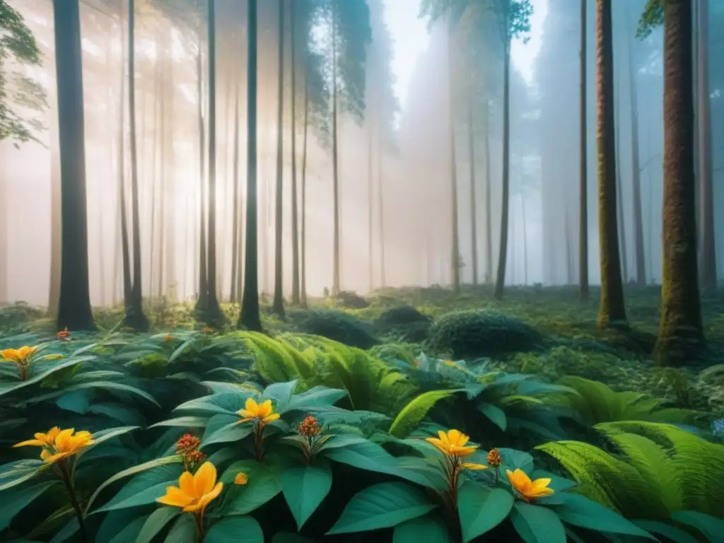 Un bosque prístino muestra la biodiversidad en armonía, sin impacto de residuos electrónicos