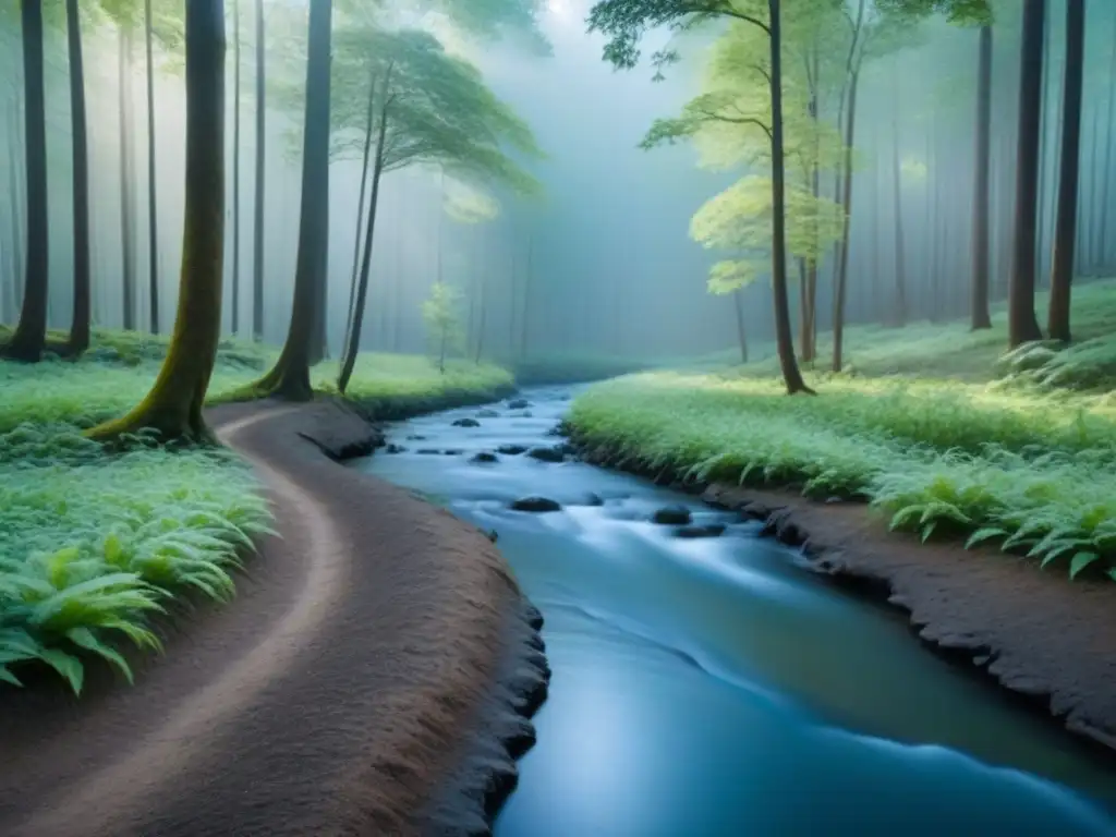 Un bosque sereno y exuberante bajo cielo azul, refleja la importancia de la concienciación sobre cambio climático