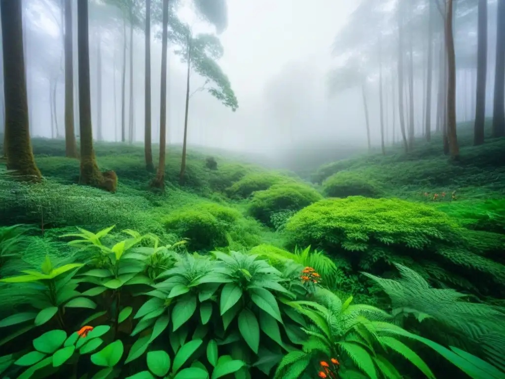 Un bosque tropical exuberante con vida silvestre, armonía y diversidad