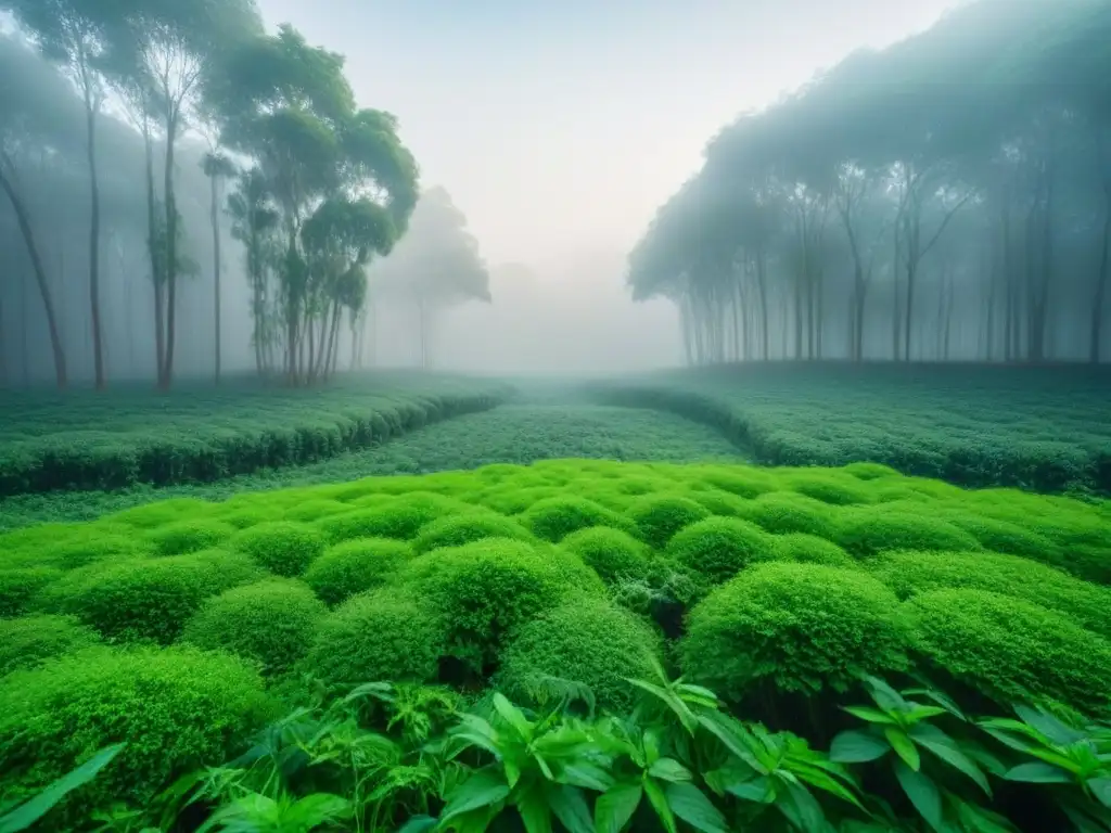 Bosque verde con animales y tecnologías verdes de gestión de residuos