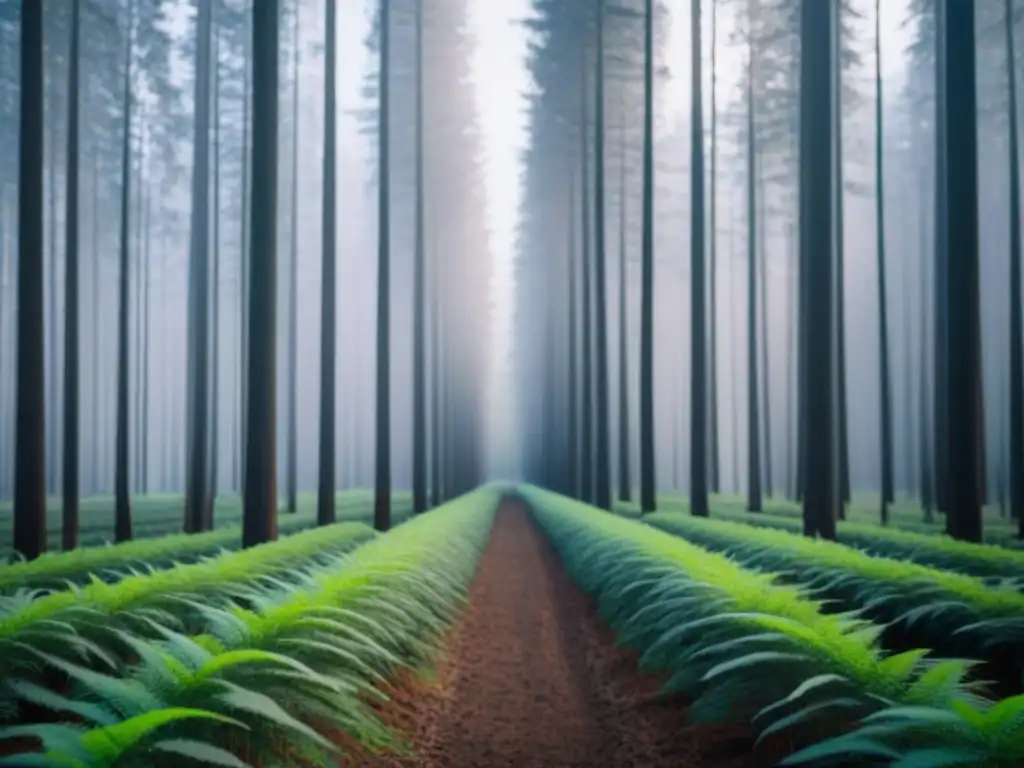 Un bosque verde y armonioso, simbolizando la reforestación para combatir el cambio climático