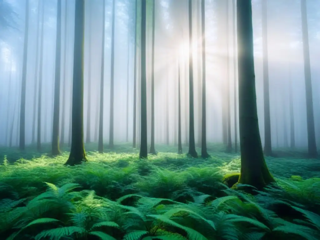 Un bosque verde exuberante bajo un cielo azul claro