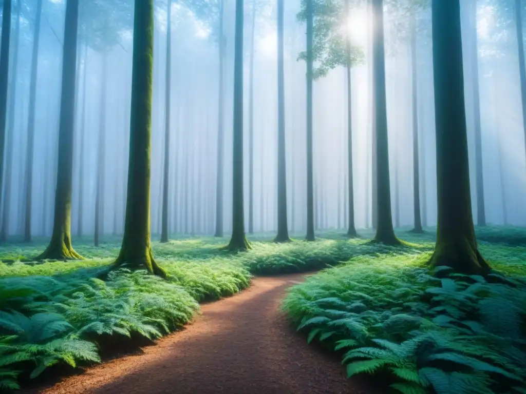 Un bosque verde exuberante bajo un cielo azul claro