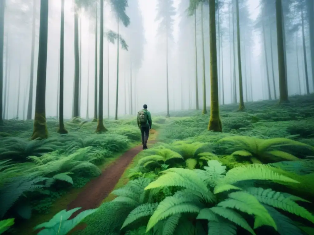 Un bosque verde exuberante con diversa vida silvestre, armonía y equilibrio en la naturaleza