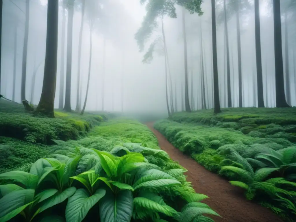 Un bosque verde exuberante con especies en peligro coexistiendo en armonía gracias a alimentos zero waste conservación especies